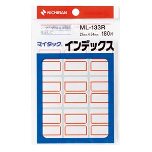 (まとめ) ニチバン マイタック インデックス 紙ラベル 大 27×34mm 赤枠 ML-133R 1パック(180片：9片×20シート)  【×50セット】