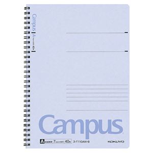 (まとめ) コクヨ キャンパス ツインリングノート セミB5 A罫 40枚 青 ス-T110AN-B 1冊  【×50セット】
