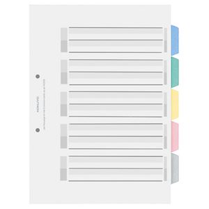 (まとめ) コクヨ カラー仕切カード（PP） ファイル用 A4タテ 2穴 5色 5山見出し+扉紙 シキ-P20 1組  【×50セット】