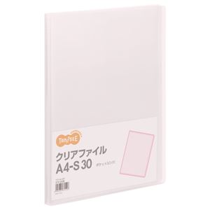(まとめ) TANOSEE クリアファイル A4タテ 30ポケット 背幅17mm ピンク 1冊  【×50セット】