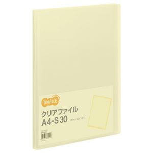 (まとめ) TANOSEE クリアファイル A4タテ 30ポケット 背幅17mm イエロー 1冊  【×50セット】