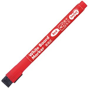 (まとめ) TANOSEE ホワイトボードマーカーキャップ式 マグネット付 細字丸芯 赤 1本  【×100セット】