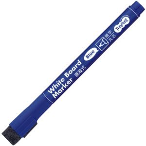 (まとめ) TANOSEE ホワイトボードマーカーキャップ式 マグネット付 細字丸芯 青 1本  【×100セット】