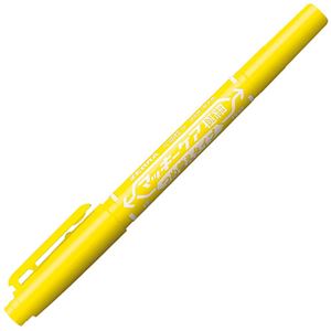 (まとめ) ゼブラ 油性マーカー マッキーケア極細 つめ替えタイプ 細字+極細 黄 YYTS5-Y 1本  【×100セット】