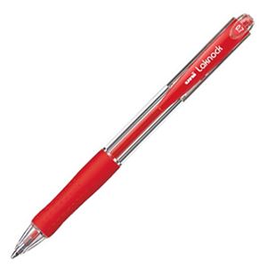 (まとめ) 三菱鉛筆 油性ボールペン VERY楽ノック 細字 0.7mm 赤 SN10007.15 1本  【×100セット】