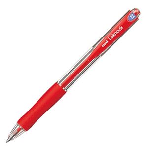 (まとめ) 三菱鉛筆 油性ボールペン VERY楽ノック 極細 0.5mm 赤 SN10005.15 1本  【×100セット】