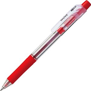 (まとめ) TANOSEE ノック式油性ボールペン ロング芯タイプ 0.5mm 赤 1本  【×100セット】