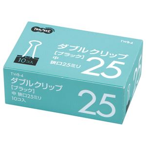 (まとめ) TANOSEE ダブルクリップ 中 口幅25mm ブラック 1箱（10個）  【×100セット】