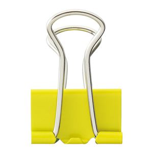 (まとめ) TANOSEE ダブルクリップ 小 口幅19mm イエロー 1箱（10個）  【×100セット】