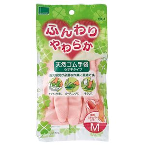 (まとめ) オカモト ふんわりやわらか天然ゴム手袋 M ピンク OK-1M-P 1双  【×100セット】
