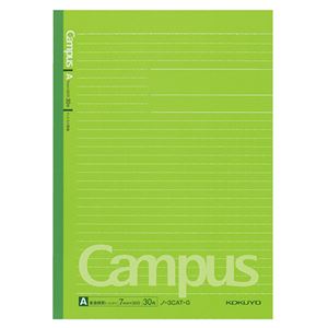 (まとめ) コクヨ キャンパスノート(ドット入り罫線・カラー表紙) セミB5 A罫 30枚 緑 ノ-3CAT-G 1冊  【×100セット】