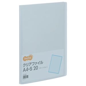 (まとめ) TANOSEE クリアファイル A4タテ 20ポケット 背幅14mm ブルー 1冊  【×100セット】