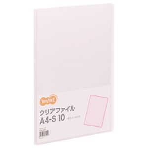 (まとめ) TANOSEE クリアファイル A4タテ 10ポケット 背幅8mm ピンク 1冊  【×100セット】