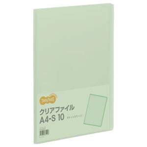 (まとめ) TANOSEE クリアファイル A4タテ 10ポケット 背幅8mm グリーン 1冊  【×100セット】