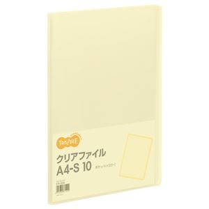(まとめ) TANOSEE クリアファイル A4タテ 10ポケット 背幅8mm イエロー 1冊  【×100セット】