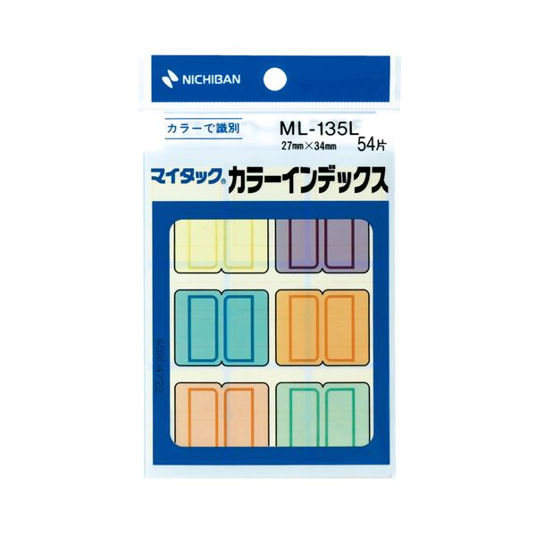 (まとめ) ニチバン マイタック カラーインデックス大 27×34mm 6色 ML-135L 1パック（54片：各色9片）  【×100セット】