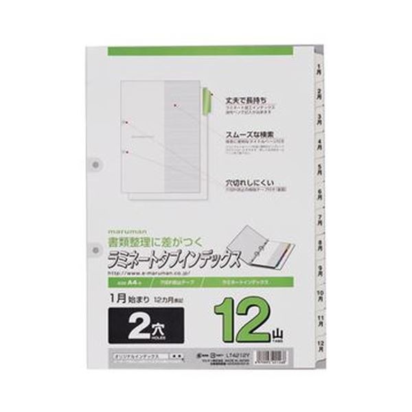 （まとめ）マルマン 2穴 文字入りラミネートタブインデックス A4タテ 12ヶ月（1〜12）12山+扉紙 LT4212Y 1組【×50セット】