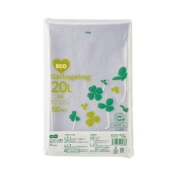 （まとめ）TANOSEE ポリエチレン収集袋 透明20L 1パック（50枚）【×20セット】