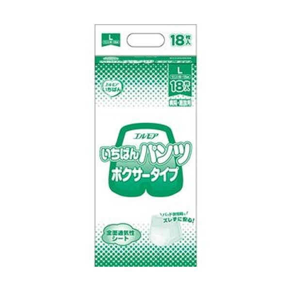 （まとめ）カミ商事 エルモア いちばん パンツボクサータイプ L 1パック（18枚）【×10セット】