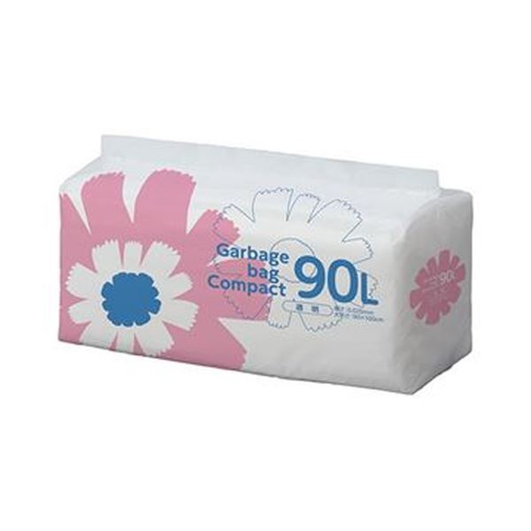 （まとめ）TANOSEE ゴミ袋 コンパクト 透明90L 1パック（50枚）【×10セット】