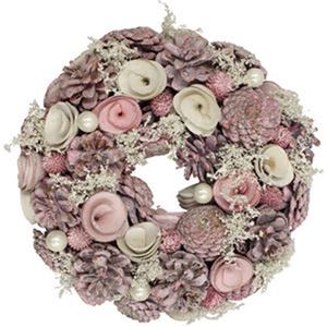 （まとめ）函館クリスマスファクトリーナチュラルローズ ピンク＆ホワイト 26cm 1個【×10セット】 - 拡大画像