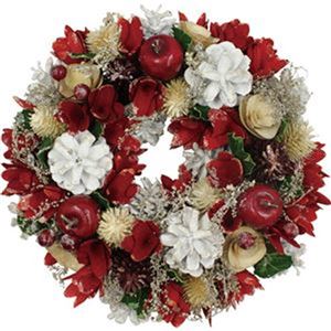 （まとめ）函館クリスマスファクトリーナチュラルローズ レッド 24cm 1個【×10セット】 - 拡大画像