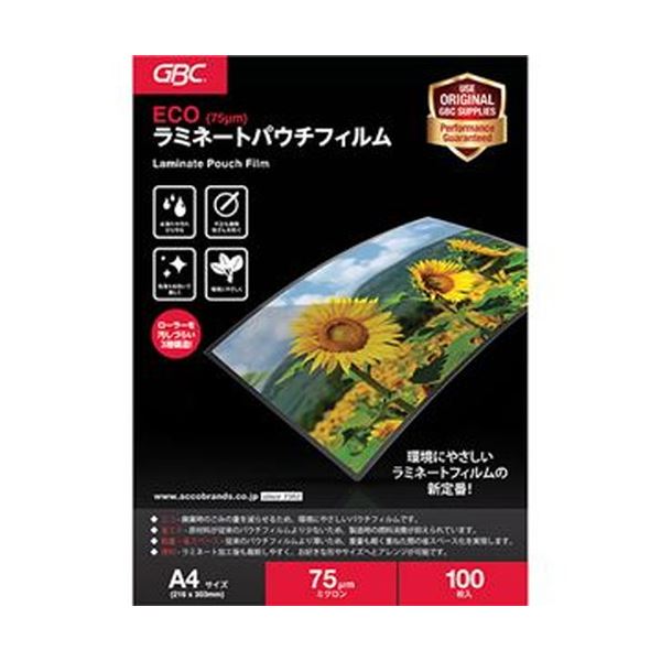 （まとめ）アコ・ブランズ ECOパウチフィルムA4 75μ YV075A4Z 1パック（100枚）【×10セット】