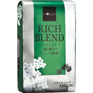 （まとめ）ウエシマコーヒー リッチブレンド1kg（粉）1袋【×10セット】 - 拡大画像