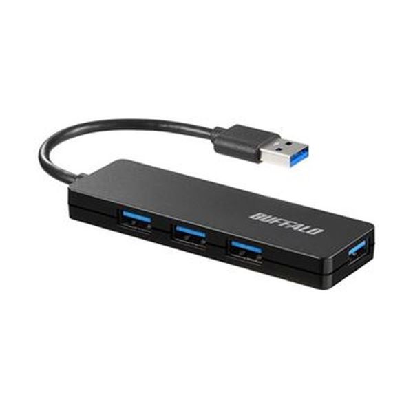 （まとめ）バッファロー USB3.0バスパワーハブ 4ポート ブラック BSH4U120U3BK 1個【×5セット】