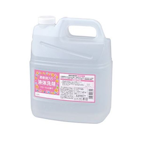 （まとめ）熊野油脂 柔軟剤入り 液体洗剤 4L/本 1セット（4本）【×3セット】