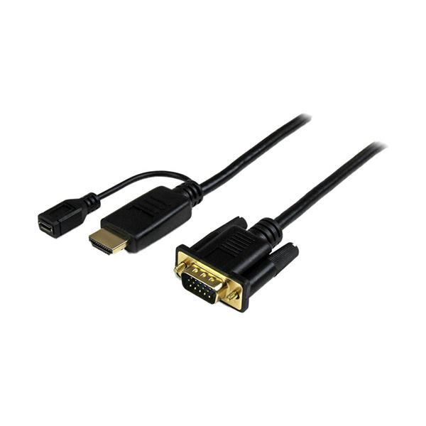 （まとめ）StarTech.com HDMI-VGAアクティブ変換ケーブルアダプタ 3m 1920×1200/1080p HDMI（オス）-アナログRGBHD2VGAMM10 1本 【×3セット】