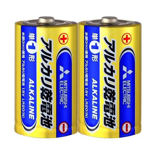 （まとめ）三菱電機 アルカリ乾電池 単1形 LR20N/2S 1セット（20本：2本×10パック） 【×3セット】