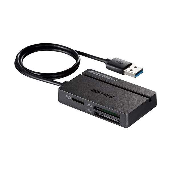 （まとめ）バッファロー USB3.0マルチカードリーダー スタンダード ブラック BSCR100U3BK 1台 【×3セット】