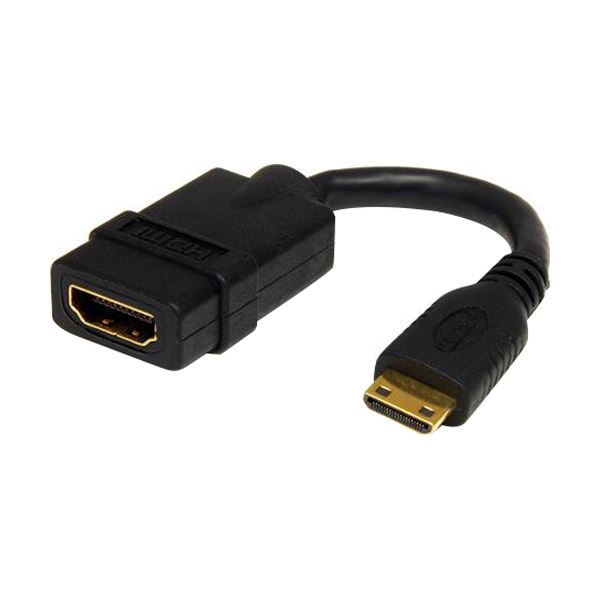 （まとめ）StarTech.com ハイスピードHDMI-ミニHDMI変換アダプタケーブル 12cm HDMI（メス）-mini HDMI（オス） ブラックHDACFM5IN 1本 【×5セット】