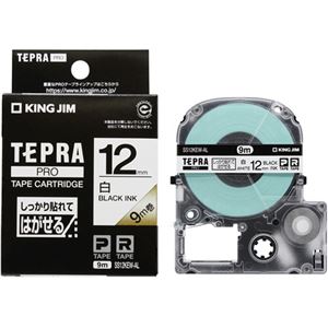 （まとめ）キングジム テプラ PRO テープカートリッジ しっかり貼れてはがせるラベル 12mm 白/黒文字 SS12KEW-AL 1個 【×5セット】