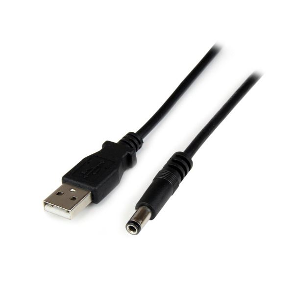 （まとめ）StarTech.com USB-5VDC電源供給ケーブル 1m DCプラグ（外形5.5mm/内径2.5mm） ブラック USB2TYPEN1M 1本 【×10セット】