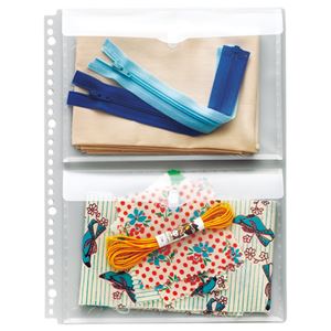 (まとめ)ライオン事務器 ポッケde整理 A4タテ 2・4・30穴 片面2ポケット マチ・フタ付 NP-2M 1パック(2枚) 【×10セット】