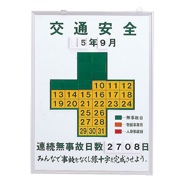 無災害記録板 交通安全 記録-450K【代引不可】