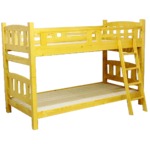 二段ベッド(シングルベッド2台) フレームのみ 木製 安全金具/階段付き スノコ床板 ライトブラウン