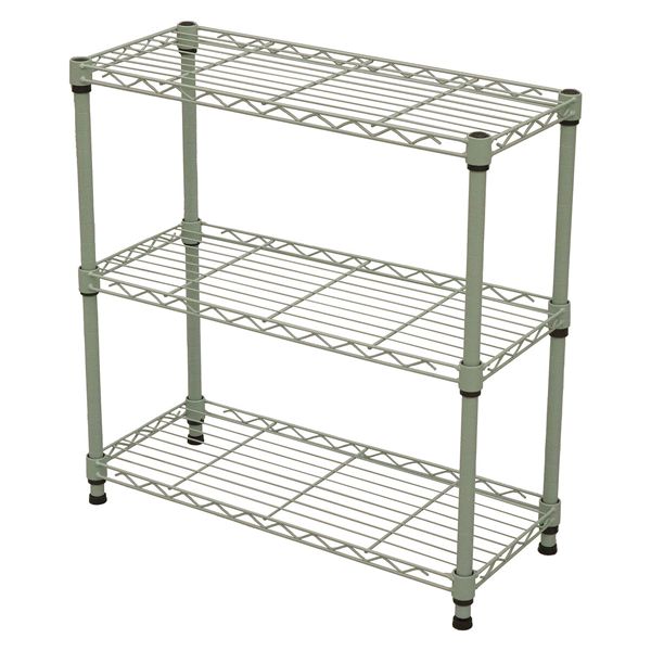19Φスチールラックセット 幅約60×奥行25 3段 グリーン 組立品【代引不可】