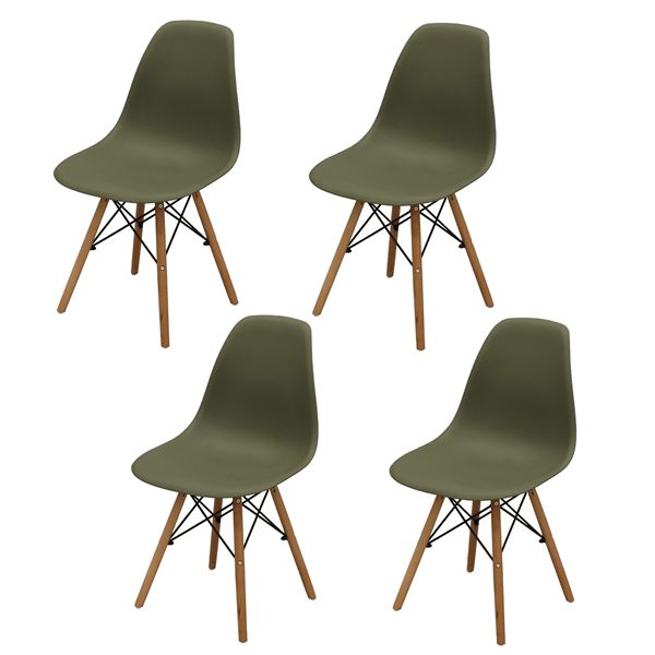 シェルチェア4脚セット グリーン 組立品【代引不可】