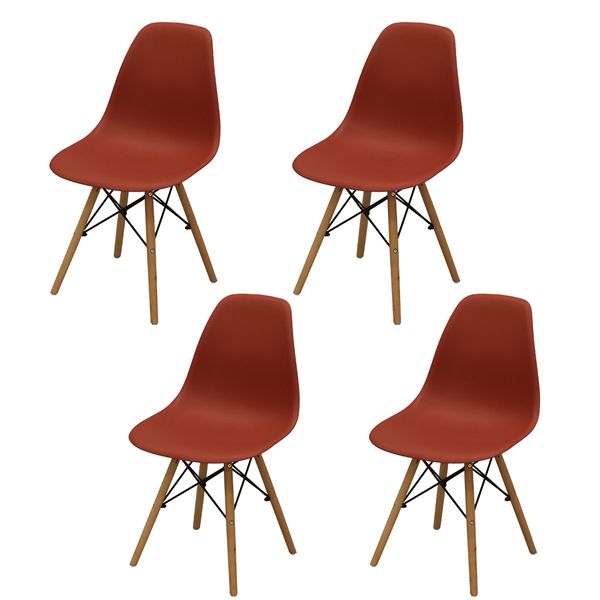 シェルチェア4脚セット レッド 組立品【代引不可】