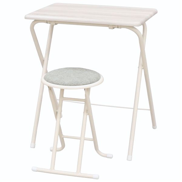 折畳テーブル・チェアセット グレー×ホワイト【代引不可】