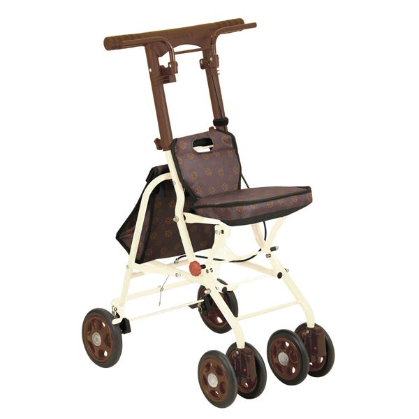 軽量シルバーカー/手押し車 【コンパクトタイプ】 左右連動ブレーキ 幸和製作所 『シプール』 ブラウン 〔介護用品〕