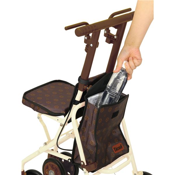 軽量シルバーカー/手押し車 【コンパクトタイプ】 左右連動ブレーキ 幸和製作所 『シプール』 ブラウン 〔介護用品〕