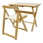 折りたたみ式デスク・チェアセット 木製 椅子座面：合成皮革（合皮） ナチュラル 【完成品】