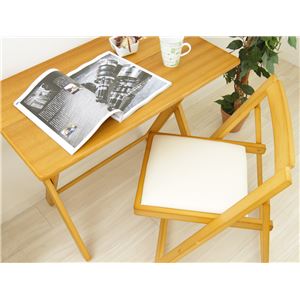 折りたたみ式デスク・チェアセット 木製 椅子座面:合成皮革(合皮) ナチュラル 【完成品】 商品写真3