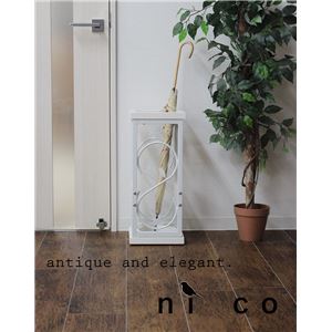 傘立て nico 【幅23cm】 木製×スチール コンパクト 受け皿付き WH ホワイト(白) 商品写真2