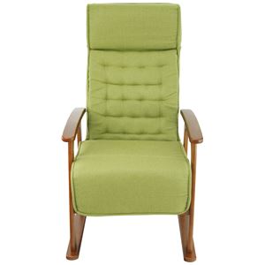 14段階リクライニングチェア(コイルバネ高座椅子) 肘付き 高さ調節可 ポケットコイル入り座面 若葉 グリーン(緑) 商品写真2