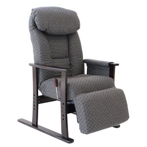 リクライニングチェア(高座椅子) 梢 フットレスト/肘付き 無段階ガス式 GY グレー(灰) 商品写真1